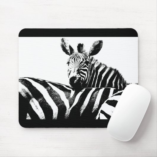 Schwarz-Weiß-Pop Art Zebras-Vorlage Mousepad (Mit Mouse)