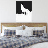 Schwarz-Weiß-Pop Kunst Wolf Howling auf dem Mond Leinwanddruck (Insitu (Schlafzimmer))