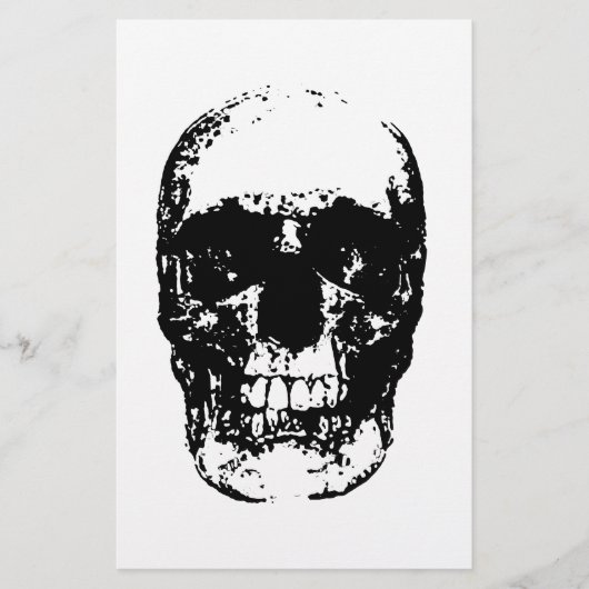 Schwarz-Weiß-Pop Skull Briefpapier (Vorderseite)
