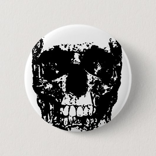 Schwarz-Weiß-Pop Skull Button (Vorderseite)