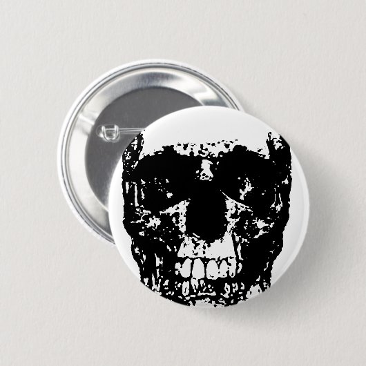 Schwarz-Weiß-Pop Skull Button (Vorne & Hinten)