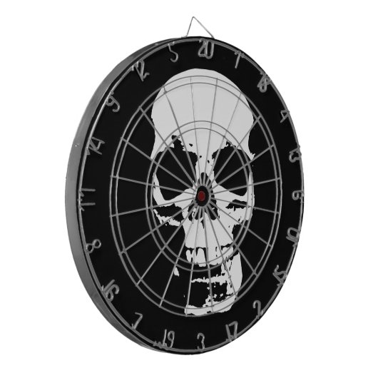 Schwarz-Weiß-Pop Skull Dartscheibe (Vorderseite Links)