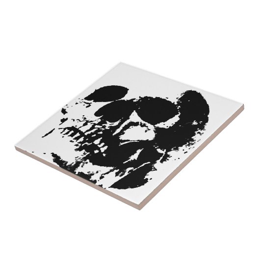 Schwarz-Weiß-Pop Skull Fliese (Seite)