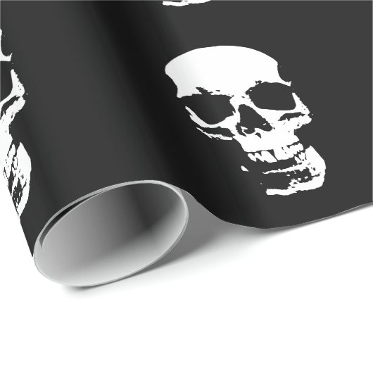 Schwarz-Weiß-Pop Skull Geschenkpapier (Rolleneckpunkt)
