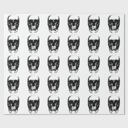 Schwarz-Weiß-Pop Skull Geschenkpapier (Flach)