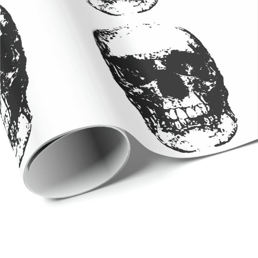Schwarz-Weiß-Pop Skull Geschenkpapier (Rolleneckpunkt)