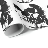 Schwarz-Weiß-Pop Skull Geschenkpapier (Rolleneckpunkt)