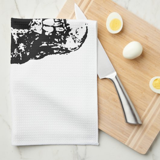 Schwarz-Weiß-Pop Skull Geschirrtuch (Viertel Falte)