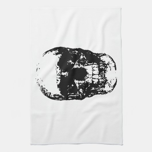 Schwarz-Weiß-Pop Skull Geschirrtuch (Vertikal)