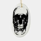 Schwarz-Weiß-Pop Skull Keramik Ornament (Rechts)