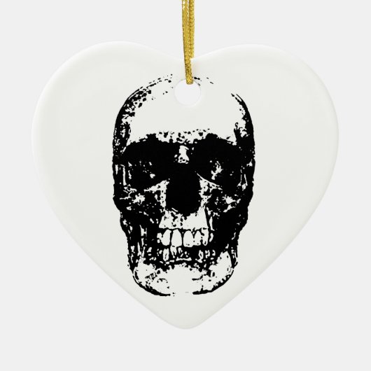 Schwarz-Weiß-Pop Skull Keramikornament (Vorne)
