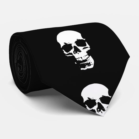 Schwarz-Weiß-Pop Skull Krawatte (Gerollt)