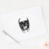 Schwarz-Weiß-Pop Skull Ovaler Aufkleber (Umschlag)