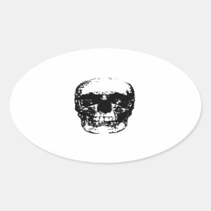 Schwarz-Weiß-Pop Skull Ovaler Aufkleber