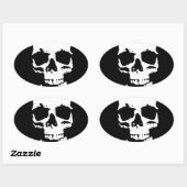 Schwarz-Weiß-Pop Skull Ovaler Aufkleber (Blatt)