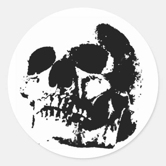Schwarz-Weiß-Pop Skull Runder Aufkleber (Vorderseite)