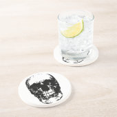 Schwarz-Weiß-Pop Skull Sandstein Untersetzer (Seite)