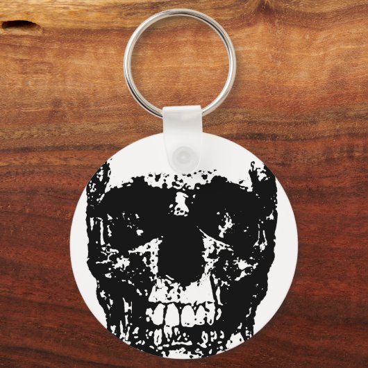 Schwarz-Weiß-Pop Skull Schlüsselanhänger (Vorderseite)
