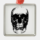 Schwarz-Weiß-Pop Skull Silbernes Ornament (Vorne)