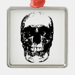 Schwarz-Weiß-Pop Skull Silbernes Ornament