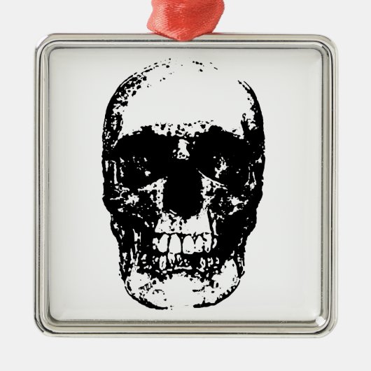 Schwarz-Weiß-Pop Skull Silbernes Ornament (Vorne)