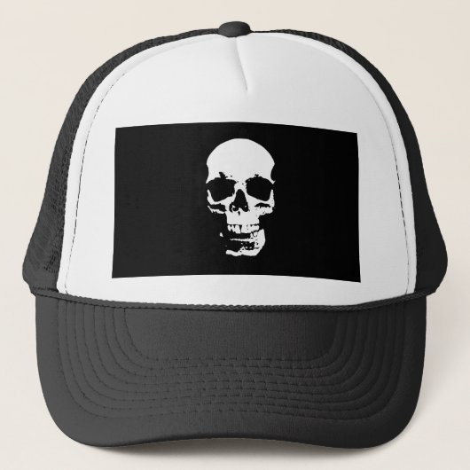 Schwarz-Weiß-Pop Skull Truckerkappe (Vorderseite)