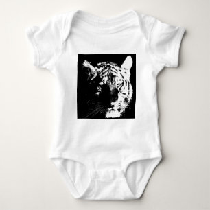 Schwarz-Weiß-Pop Tiger Baby Strampler