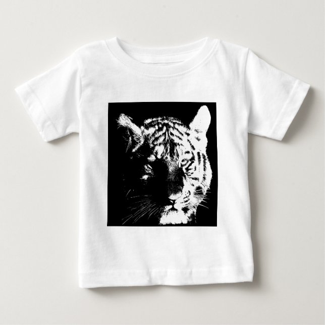Schwarz-Weiß-Pop Tiger Baby T-shirt (Vorderseite)