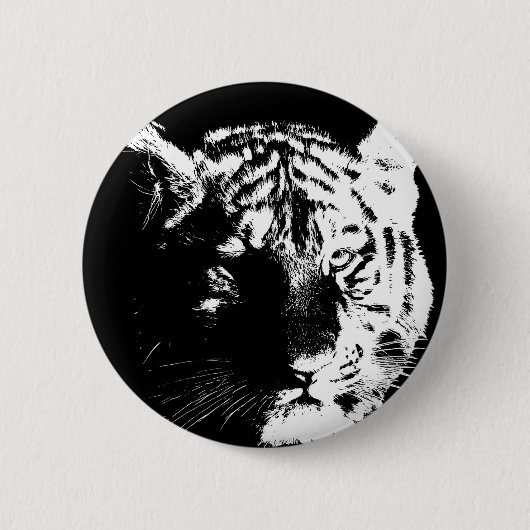 Schwarz-Weiß-Pop Tiger Button (Vorderseite)