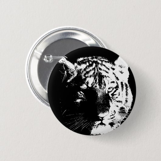 Schwarz-Weiß-Pop Tiger Button (Vorne & Hinten)