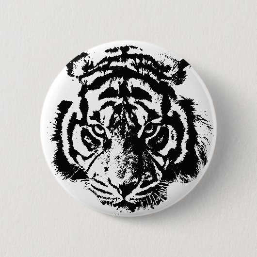 Schwarz-Weiß-Pop Tiger Button (Vorderseite)