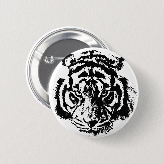 Schwarz-Weiß-Pop Tiger Button (Vorne & Hinten)