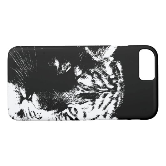 Schwarz-Weiß-Pop Tiger Case-Mate iPhone Hülle (Rückseite (Horizontal))