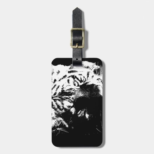 Schwarz-Weiß-Pop Tiger Gepäckanhänger (Vorderseite vertikal)