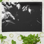 Schwarz-Weiß-Pop Tiger Geschirrtuch (Gefaltet)