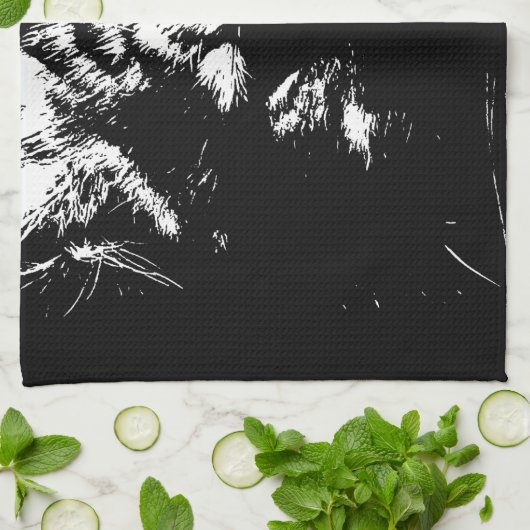 Schwarz-Weiß-Pop Tiger Geschirrtuch (Gefaltet)