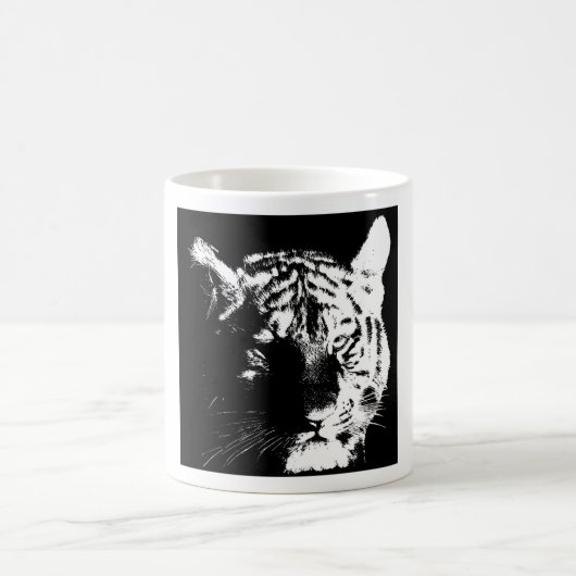 Schwarz-Weiß-Pop Tiger Kaffeetasse (Mittel)