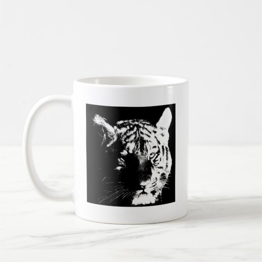 Schwarz-Weiß-Pop Tiger Kaffeetasse (Links)