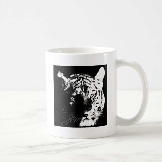 Schwarz-Weiß-Pop Tiger Kaffeetasse (Rechts)