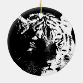 Schwarz-Weiß-Pop Tiger Keramikornament (Hinten)