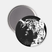 Schwarz-Weiß-Pop Tiger Magnet (Vorderseite/Rückseite)