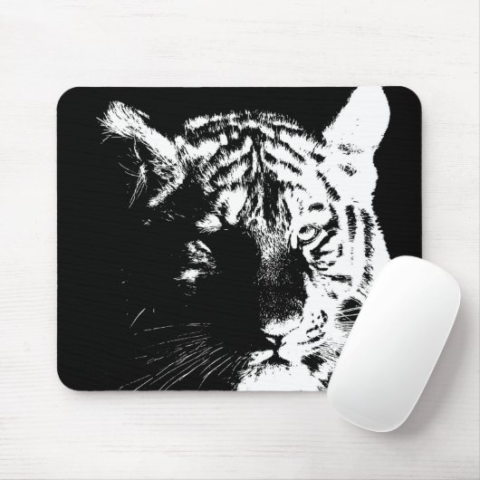 Schwarz-Weiß-Pop Tiger Mousepad (Mit Mouse)