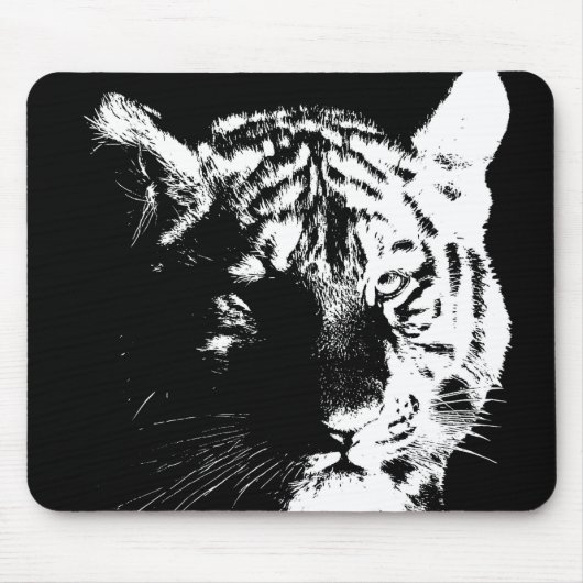 Schwarz-Weiß-Pop Tiger Mousepad (Vorne)