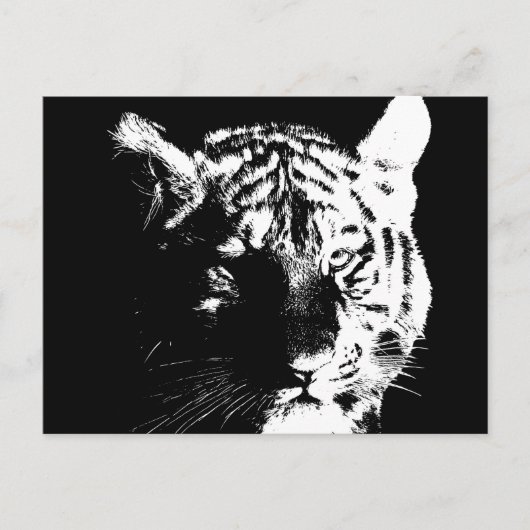 Schwarz-Weiß-Pop Tiger Postkarte (Vorderseite)