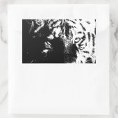 Schwarz-Weiß-Pop Tiger Rechteckiger Aufkleber (Tasche)