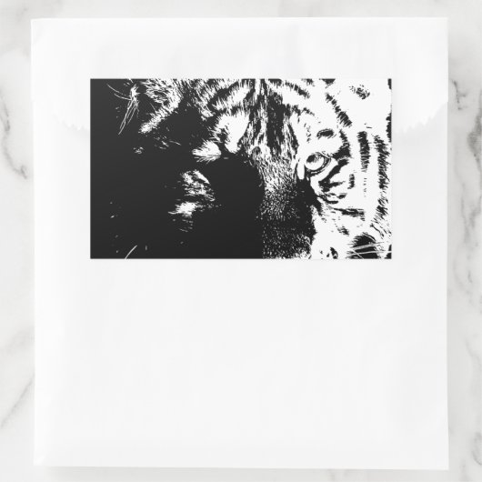 Schwarz-Weiß-Pop Tiger Rechteckiger Aufkleber (Tasche)