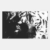 Schwarz-Weiß-Pop Tiger Rechteckiger Aufkleber (Vorderseite)