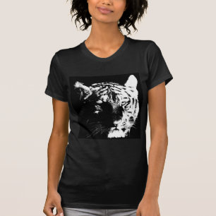Schwarz-Weiß-Pop Tiger T-Shirt