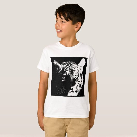 Schwarz-Weiß-Pop Tiger T-Shirt (Vorne ganz)
