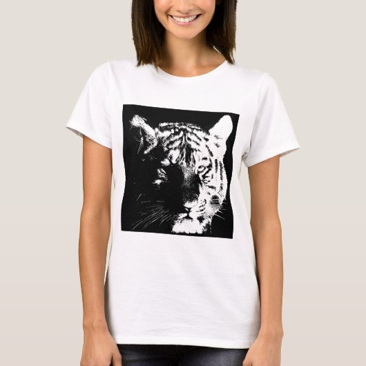 Schwarz-Weiß-Pop Tiger T-Shirt (Vorderseite)